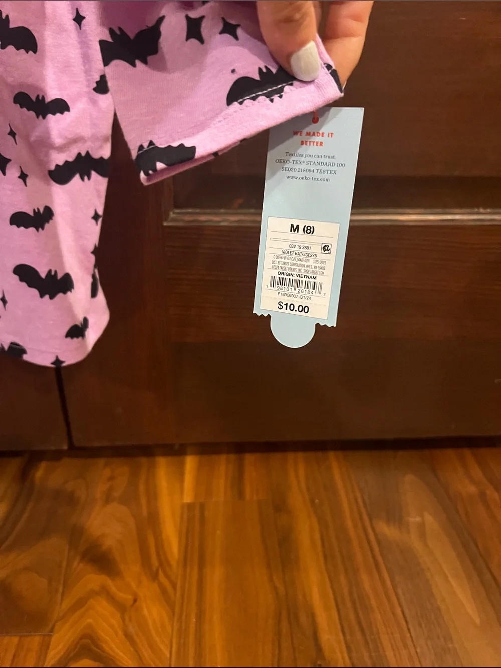 Cat & Jack Purple Nightgown with Black Bat Print - Long Sleeve Girls dress